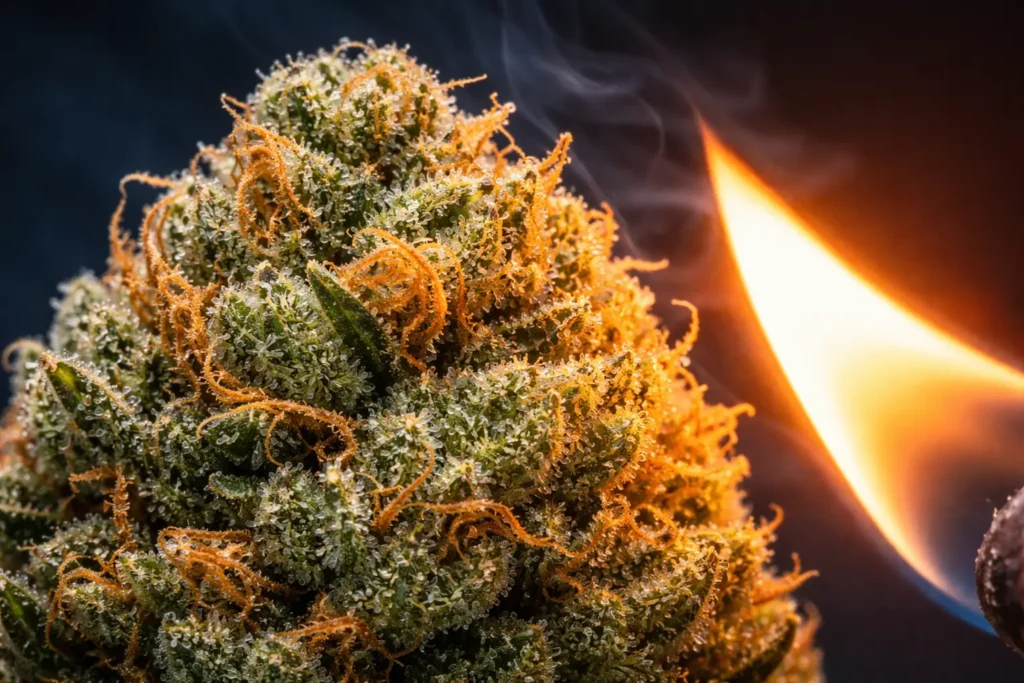 THCA flower next to Delta 9 THC flower comparison showing identical cannabis buds with different legal classifications