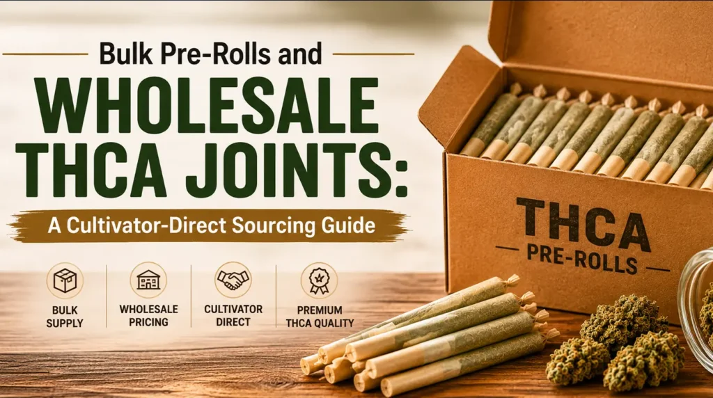 Bulk THCA pre-roll joints sourced directly from cultivators for wholesale cannabis buyers