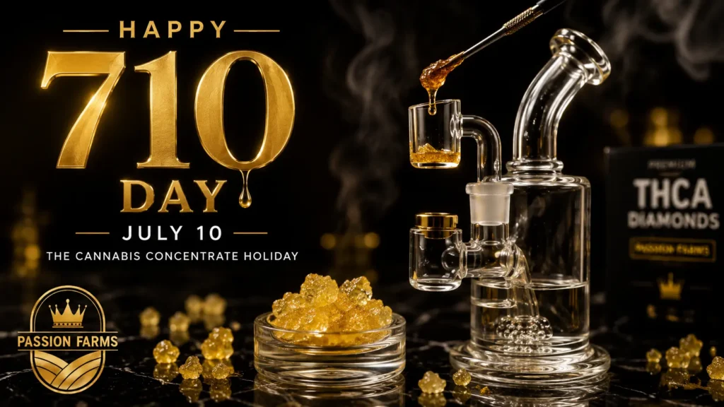 THCA diamonds and a quartz dab rig set up for 710 day, the cannabis concentrate holiday on July 10
